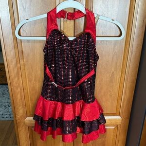 Weissman Red and Black Sequin Dance Costume size medium child